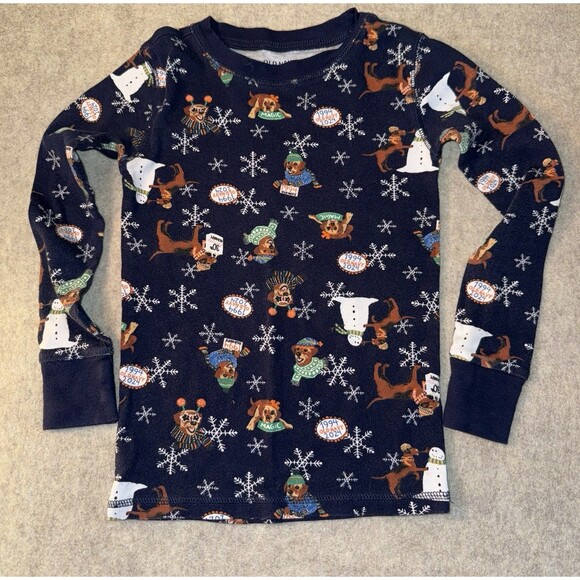 Old Navy Gender-Neutral Kids Small (6) Holiday Graphic Snug-Fit Pajama Set Blue - Picture 5 of 7